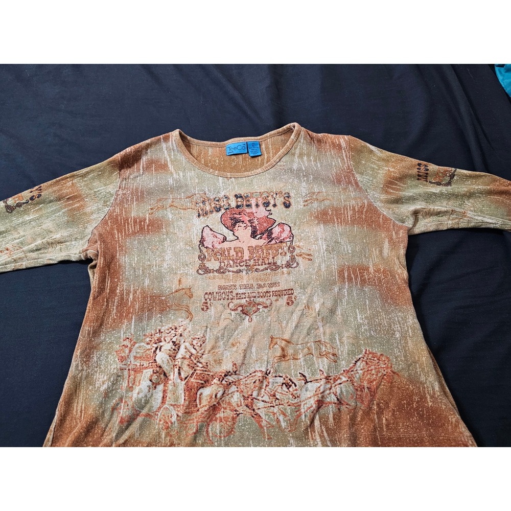 Vintage TeeCo womens shirt sz XL mid sleeve wild west graphic Miss Betsys